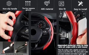 Carbon Fiber ABS Texture Steering Wheel Grip Cover