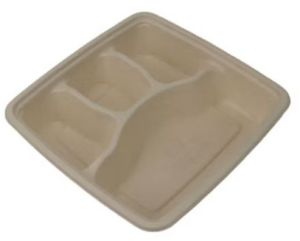 4 Compartment Rectangle Bagasse Disposable Plate
