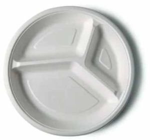 10 Inch Round 3CP Sugarcane Bagasse Biodegradable Disposable Plate