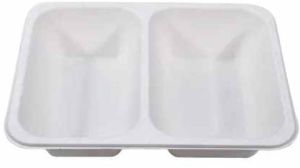 2 Compartment Sugarcane Bagasse Biodegradable Disposable Meal Tray