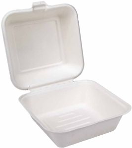 6x6 Inch Sugarcane Bagasse Biodegradable Disposable Clamshell Box