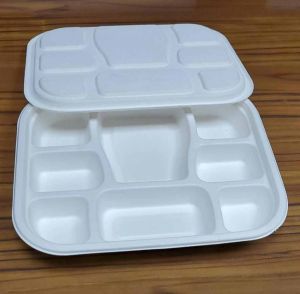 8 Compartment Sugarcane Bagasse Biodegradable Disposable Meal Tray