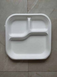 9 Inch Square 3CP Sugarcane Bagasse Biodegradable Disposable Plate