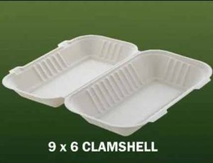 9x6 Inch Sugarcane Bagasse Biodegradable Disposable Clamshell Box