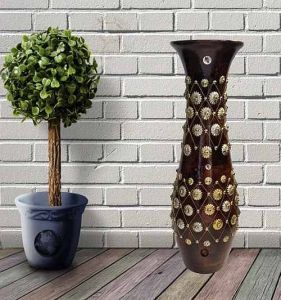 Antique Wooden Flower Vase