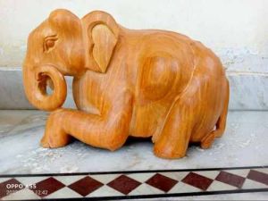 Brown Wooden Elephant Statue