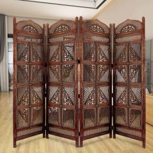 Carved Wooden Room Divider Panel