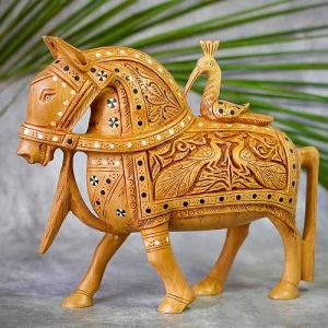 Wooden Horse Decorative Statue