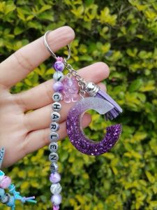 Personalized Name Initial Resin Keychain