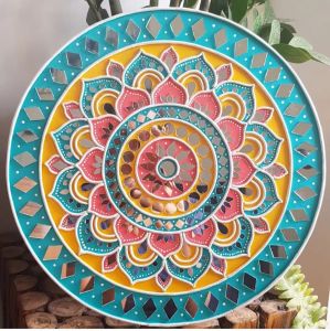 Rajasthani Lippan Tribal Mirror Wall Art