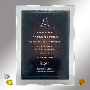 Crystal Milestone Achievement Plaque