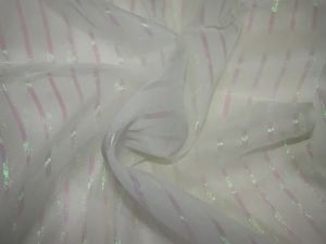 White Flat Chiffon Stripes Fabric