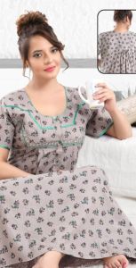 Grey Printed Women Nighty