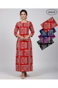 Ladies Block Print Rayon Kurti