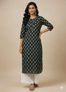 Ladies Hand Print Rayon Kurti
