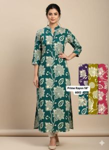 Ladies Long Printed Rayon Kurti