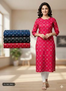 Women Casual Wear Printed Rayon Kurti