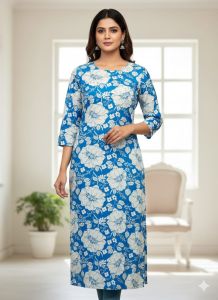 Women Flower Printed Rayon Kurti