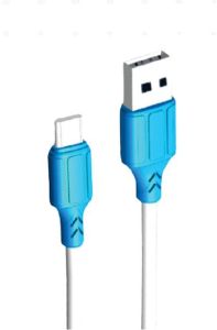 White Blue Micro USB Charging Cable