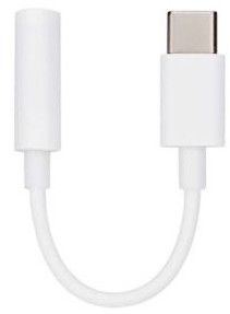 White USB C to 3.5mm Headphone Jack Audio Connector