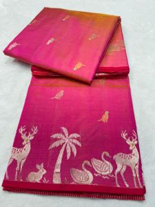 Handloom Meena Kari  Work Full Boota Pattu Soft Silk Saree