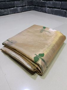 Pure Chanderi Handloom Golden Zari Tissue Silk Saree