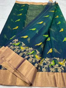 Pure Chanderi Handloom Katan Organza Silk Saree
