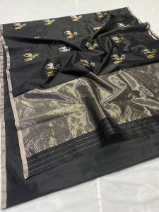 Silver Zari Pallu Meenakari Boota Pattu Soft Silk Saree