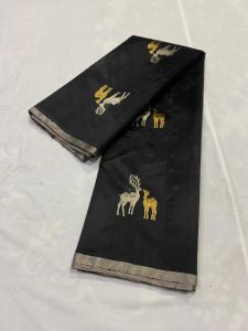Silver Zari Pallu Meenakari Boota Pattu Soft Silk Saree