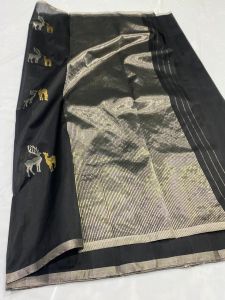 Silver Zari Pallu Meenakari Boota Pattu Soft Silk Saree
