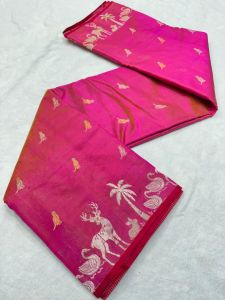 Handloom Meena Kari  Work Full Boota Pattu Soft Silk Saree