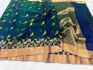 Pure Chanderi Handloom Katan Organza Silk Saree