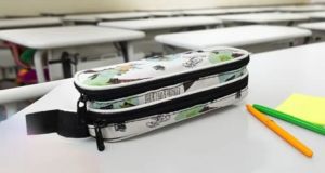 Printed Double Zipper Fabric Pencil Pouch