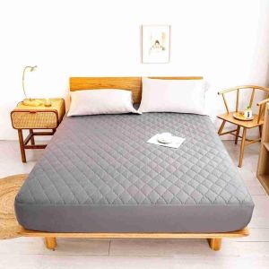 Grey Terry Cotton Fitted Mattress Protector
