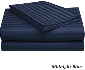 Midnight Blue Striped Bedsheet