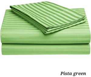 Pista Green Striped Bedsheet
