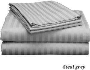 Steel Grey Striped Bedsheet