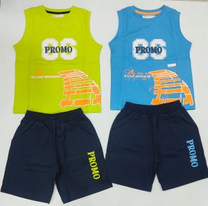 Boys Sleeveless Sports Print T-Shirt Shorts Set