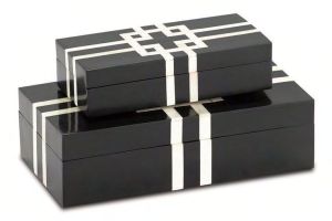 Black White Bone Inlay Resin Storage Box Set