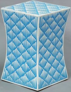 Blue Square Bone Inlay Side Stool