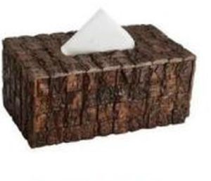 Brown Acacia Wood Bark Tissue Box