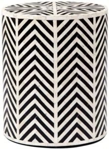 Designer Bone Inlay Side Table Stool