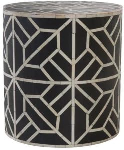 Geometric Bone Inlay Side Table