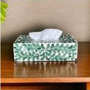 Green Leaf Capiz Shell Rectangular Tissue Box