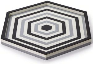 Handcrafted Black and White Hexagon Tray