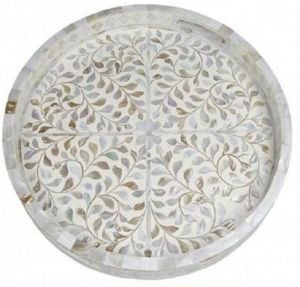 Handcrafted Inlay Round Tray