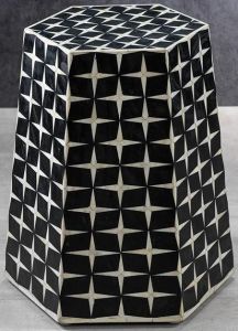 Hexagonal Bone Inlay Side Stool