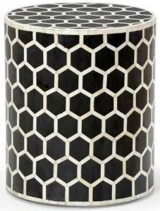 Honeycomb Bone Inlay Round Stool