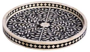 Handcrafted Inlay Round Tray