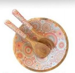 Multicolor Wooden Serving Bowl Set